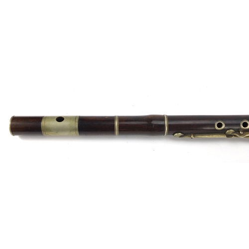 178 - Victorian rosewood five piece flute and one other, the larger 65.5cm in length