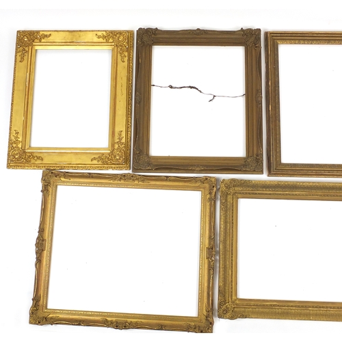 1480 - Five 19th century and later gilt frames including Gesso, the largest 120.5cm x 78.5cm