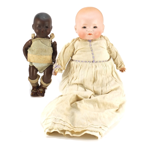 368 - Two Armand Marseille bisque headed dolls with jointed limbs, the largest 38cm in length