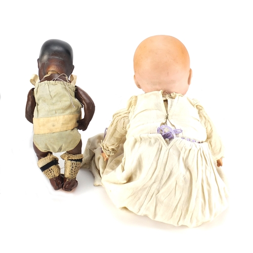 368 - Two Armand Marseille bisque headed dolls with jointed limbs, the largest 38cm in length