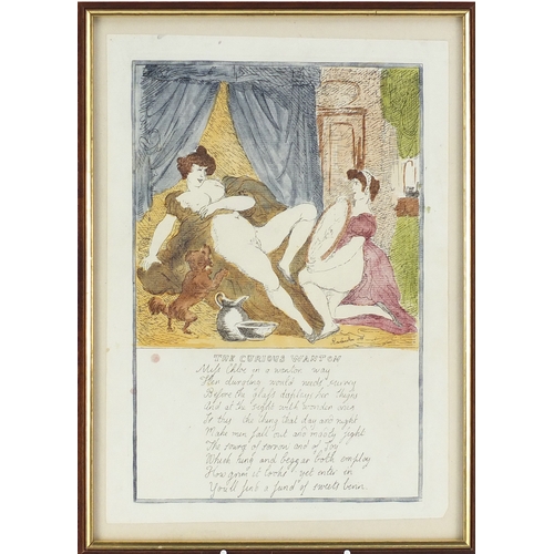 1477 - Thomas Rowlandson - The Curious Wanton and The Willing Fair Or Any Way to Please, pair coloured etch... 