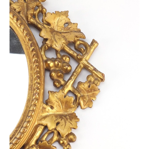 2018 - 19th century Italian Florentine mirror carved with leaves and berries, 46cm x 36cm