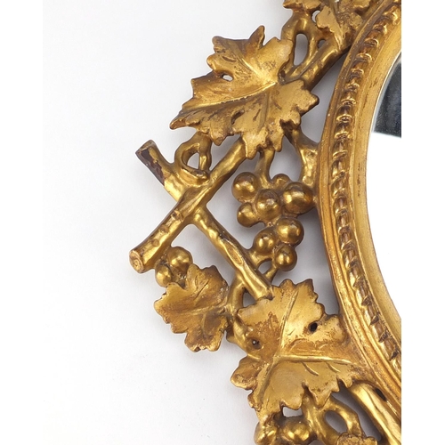 2018 - 19th century Italian Florentine mirror carved with leaves and berries, 46cm x 36cm
