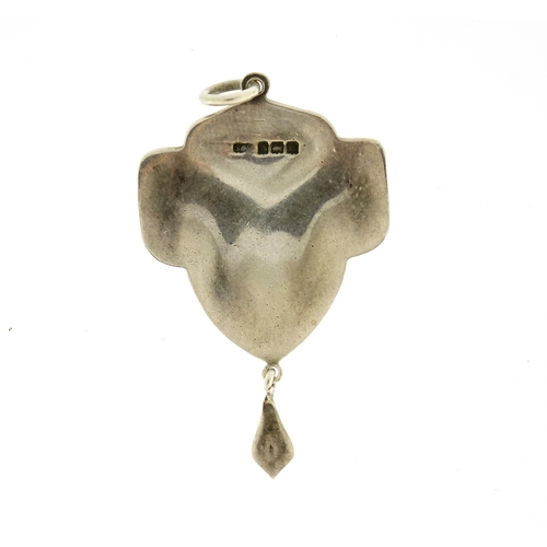 1000 - Art Nouveau silver and enamel pendant by Smith & Ewen, Birmingham 1909, 5cm in length, 5.7g