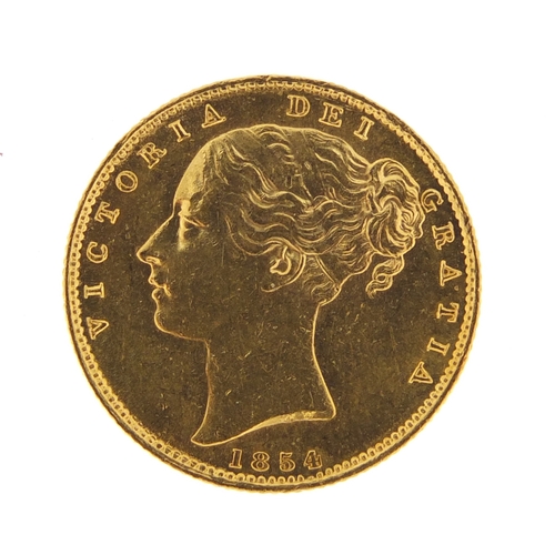 235 - Victoria Young Head 1854 shield back sovereign