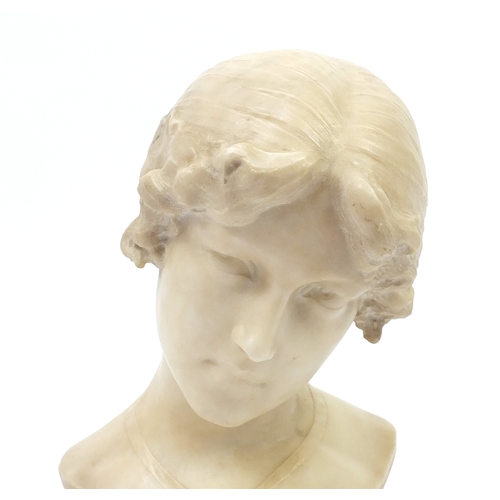 1 - Aristide Petrilli, white marble carving titled 'Evangelina', signed to the reverse, raised on a marb... 