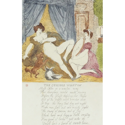 1477 - Thomas Rowlandson - The Curious Wanton and The Willing Fair Or Any Way to Please, pair coloured etch... 