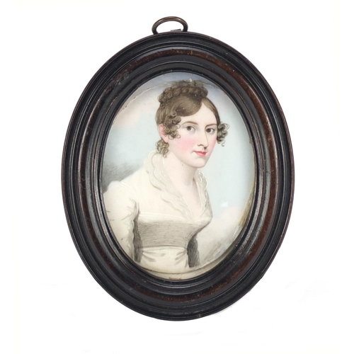117 - Georgian hand painted portrait miniature of a young female, attributed to Frederick Buck, housed in ... 