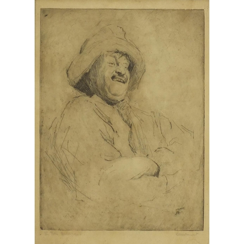 1476 - The Jolly Dutchman, 19th century etching, bearing an indistinct signature, framed, 34cm x 24.5cm