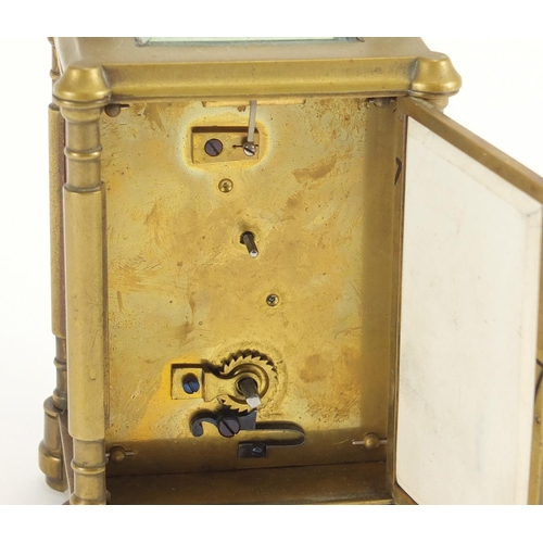 2260 - Aesthetic style brass cased carriage clock with Sèvres style panels, hand painted with putti and flo... 