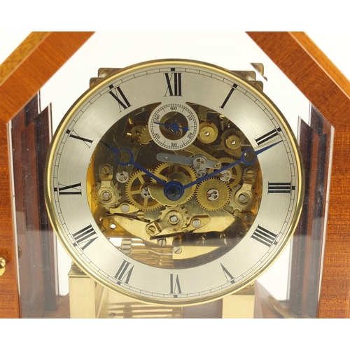 2171 - German eight day mantel clock with subsidiary dial by Kieninger striking on eight rods, housed in a ... 