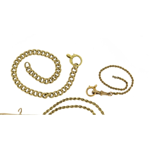 2794 - Broken 9ct gold jewellery including a rope twist necklace and T-bar pendant, 17.0g
