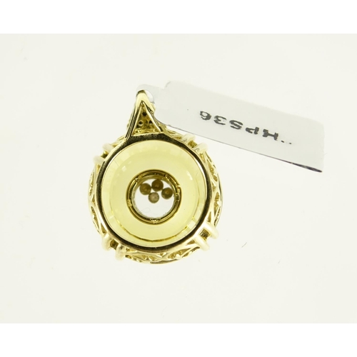 2790 - Honey quartz and diamond Torus ring pendant from The Glen Lehrer Collection with certificate, 2.2cm ... 
