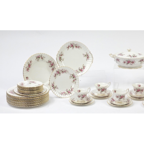 2365A - Royal Albert Lavender Rose dinner and teaware including teapot, lidded tureen, dinner plates and tri... 