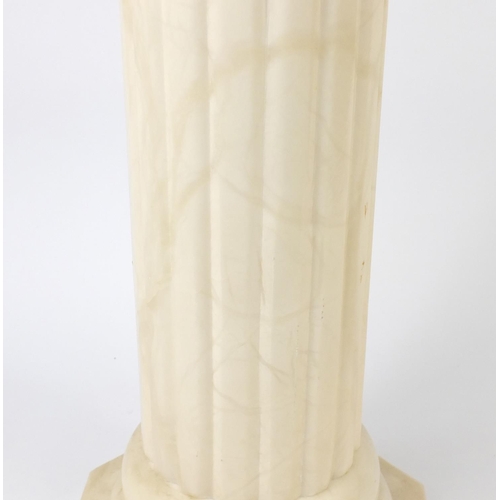2129 - White marble pedestal with fluted column on octagonal base, 69cm high