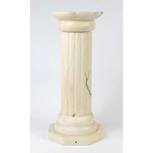 2129 - White marble pedestal with fluted column on octagonal base, 69cm high