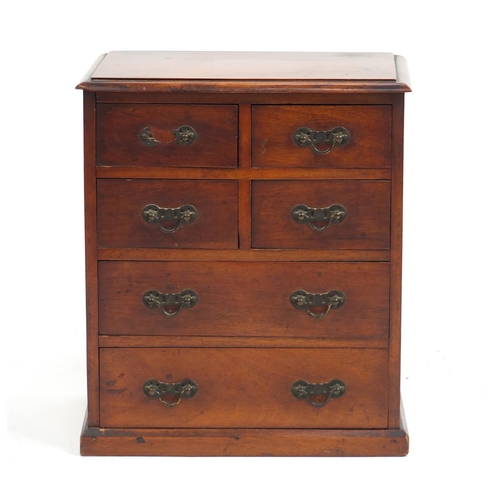 2110A - Mahogany six drawer apprentice chest with brass handles, 37cm H x 32cm W x 20cm D