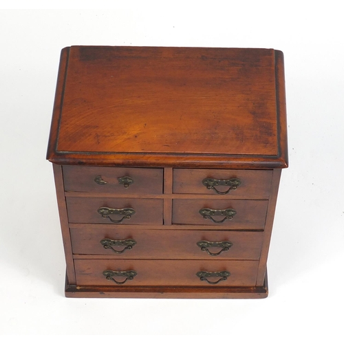 2110A - Mahogany six drawer apprentice chest with brass handles, 37cm H x 32cm W x 20cm D