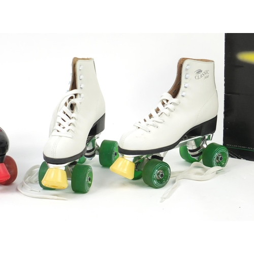 697 - Two pairs of vintage roller boots including Roller Derby Classic 300, size 8