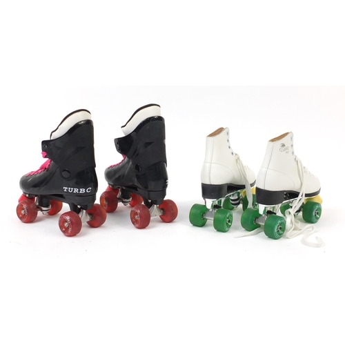 697 - Two pairs of vintage roller boots including Roller Derby Classic 300, size 8