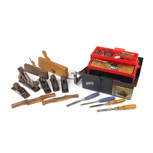 690 - Vintage tools including woodworking planes and chisels