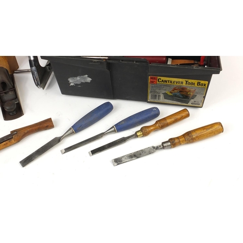 690 - Vintage tools including woodworking planes and chisels