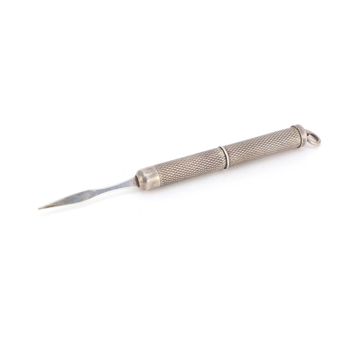 2568 - Two sterling silver propelling pencils and a silver tooth pick