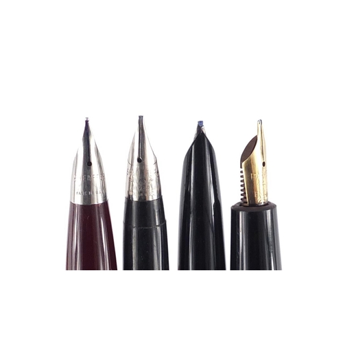 2563 - Four fountain pens including a Parker Duofold and two Schaeffer's, one with gold nib