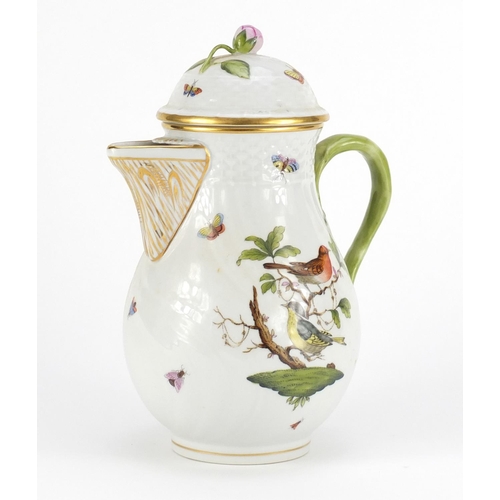 2178 - Large Herend of Hungary lidded jug hand painted with Rothschild bird pattern, 26cm high