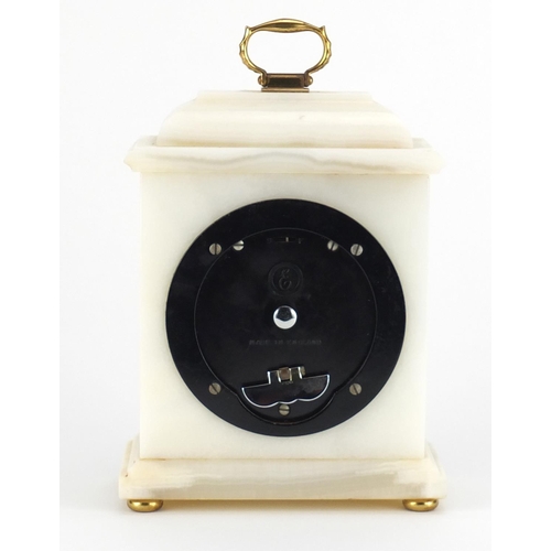 2412 - Elliott alabaster mantel clock retailed by W Bruford & Son, with ornate dial and silvered chapter ri... 