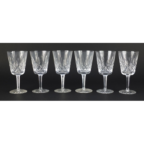 2222 - Set of six Waterford crystal Lismore pattern glasses, with box, 17.5cm high