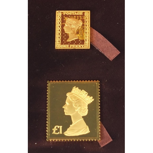 2696 - The British Definitive stamp replica issue set comprising two 22ct gold replica stamps, set number 1... 