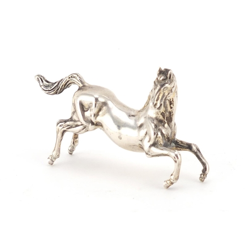 2658 - Silver model of a horse, stamped 925, 6cm high, 32.0g