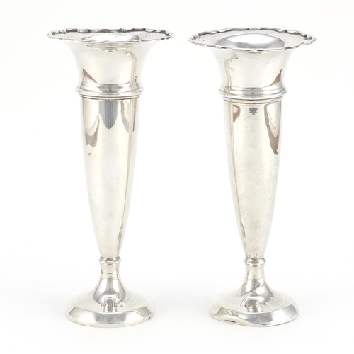 2660 - *Description Amended 9-11*  Pair of silver vases of tapering form by William Devenport, Birmingham 1... 