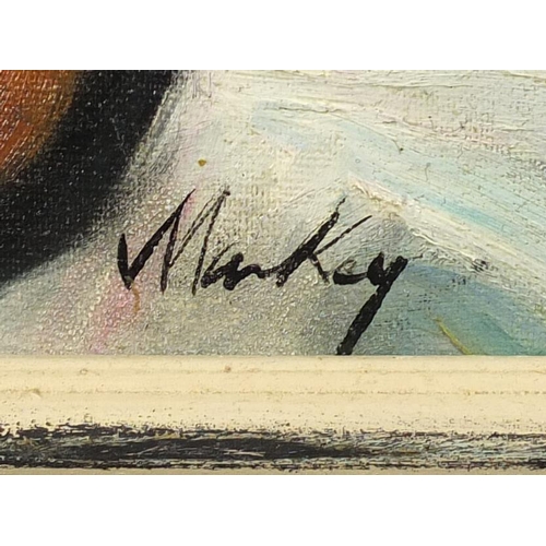 2161 - After Markey Robinson - Still life, Irish school oil on board, framed, 50cm x 40cm