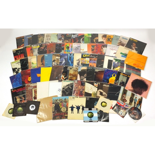 2525 - Vinyl LP's and singles including The Beatles White Album with pictures and poster numbered 247122, W... 