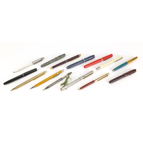 2569 - Mostly fountain pens and propelling pencils including sterling silver Longlife, Parker and Conway St... 
