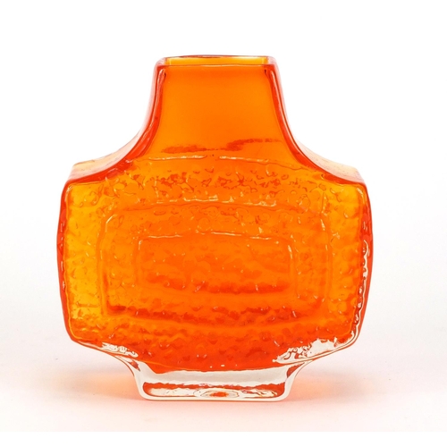 2176 - Whitefriars tangerine glass Television vase, designed by Geoffrey Baxter, 17.5cm high