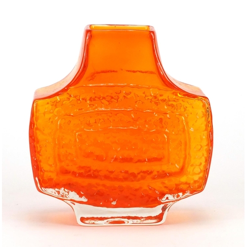 2176 - Whitefriars tangerine glass Television vase, designed by Geoffrey Baxter, 17.5cm high