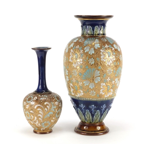 2223 - Two Doulton Lambeth Salters stoneware vases, numbered 41 and 1229, the largest 35cm high
