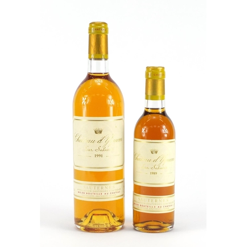 2197 - Two bottles of Château D'yquem Sauternes comprising 75cl 1991 and 37.5cl 1989