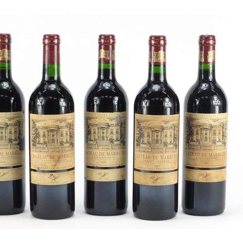 2205 - Six bottles of 1990 Domaine Prats Château de Marbuzet St Estephe red wine