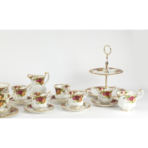 2436 - Royal Albert Old Country Roses teaware including trio's and a cake stand