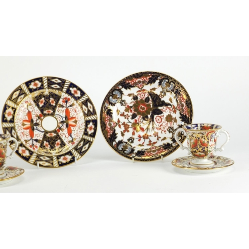 2452 - 19th century china including Royal Crown Derby Old Imari twin handles cups with saucers and a pedest... 