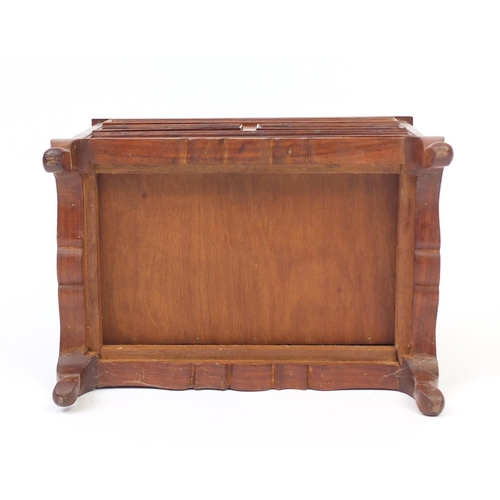 2096 - Indian hardwood chest, the hinged lid with brass inlay above three drawers, 33cm H x 39cm W x 26cm D