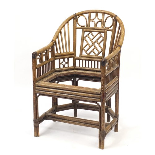 2068 - Aesthetic Brighton Pavilion design bamboo chair, 88cm high