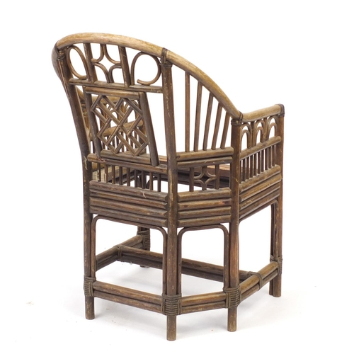 2068 - Aesthetic Brighton Pavilion design bamboo chair, 88cm high