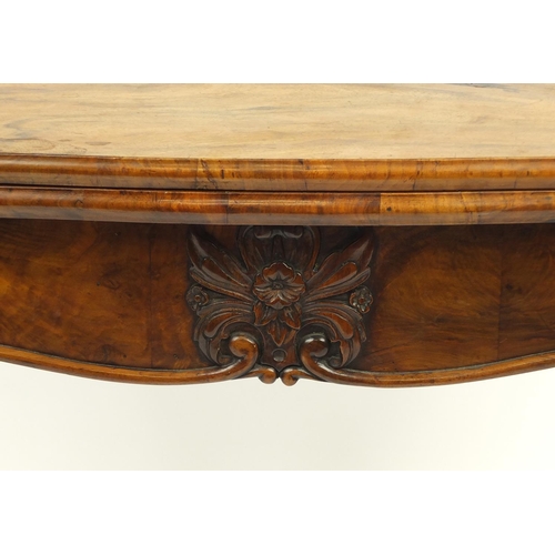 2061 - Victorian walnut folding card table on cabriole legs, 79cm H x 89cm W x 45cm D (folded)