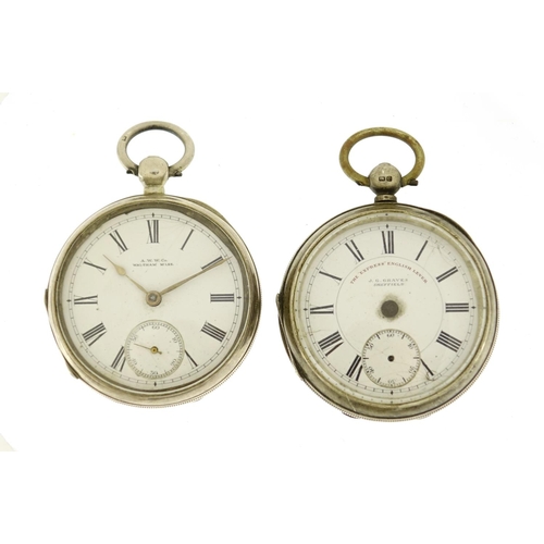 2818 - Two gentleman's silver open face pocket watches comprising Waltham Mass and The Express English Leve... 
