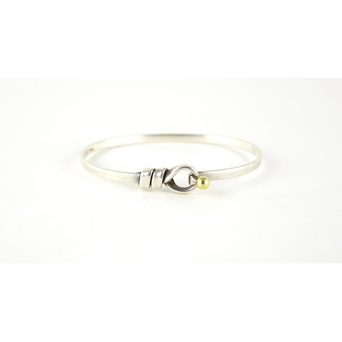 2793 - Tiffany & Co sterling silver and 18ct gold love knot hook eye bracelet, 6cm x 5.5cm, 9.6g
